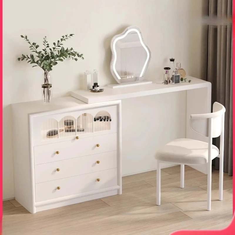

French Cream Style Dressing Table Storage Cabinet Integrated Bedroom Corner Retractable Makeup Table