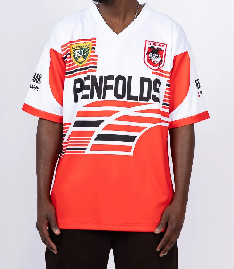 Vintage australische Rugby-Trikots, Herrenbekleidung, St. George Dragons NRL 1995, Alternate Worlds Sevens Retro-Trikot, Größe S-6XL