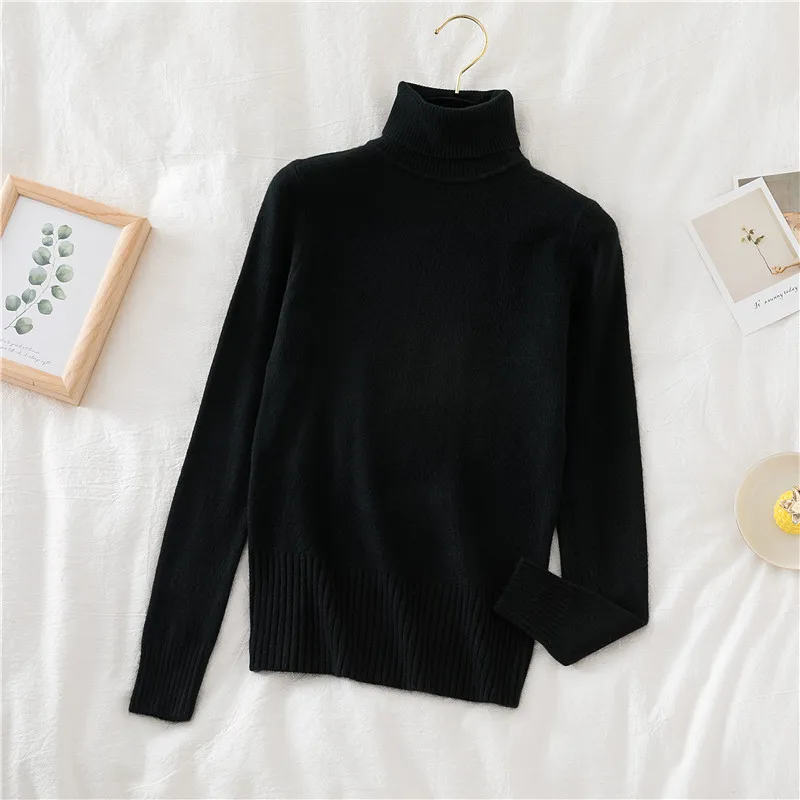 

Autumn Winter Turtleneck Sweater Korean Women Thick Slim Pullover Bottoming Shirt Casual Solid All-match Top 2022 Female New