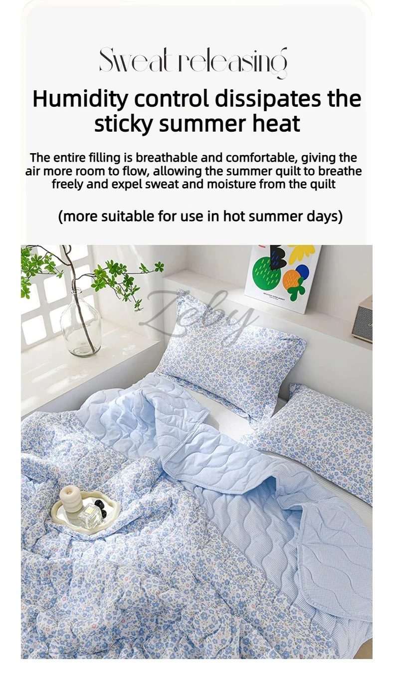 Breathable Quilted Summer Blanket Cooling Skin-friendly Comforter Soft Lightweight Quilt Well-vetilated Single Double  Duvet Set