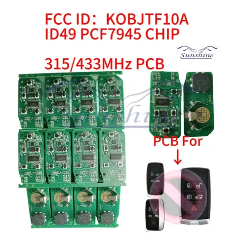 선샤인 PCB 자동차 원격 스마트 키 포브, 재규어, 랜드로버 디스커버리 4, 프리랜더, 레인지로버 스포츠, 이보크용, 315 MHz, 434MHz