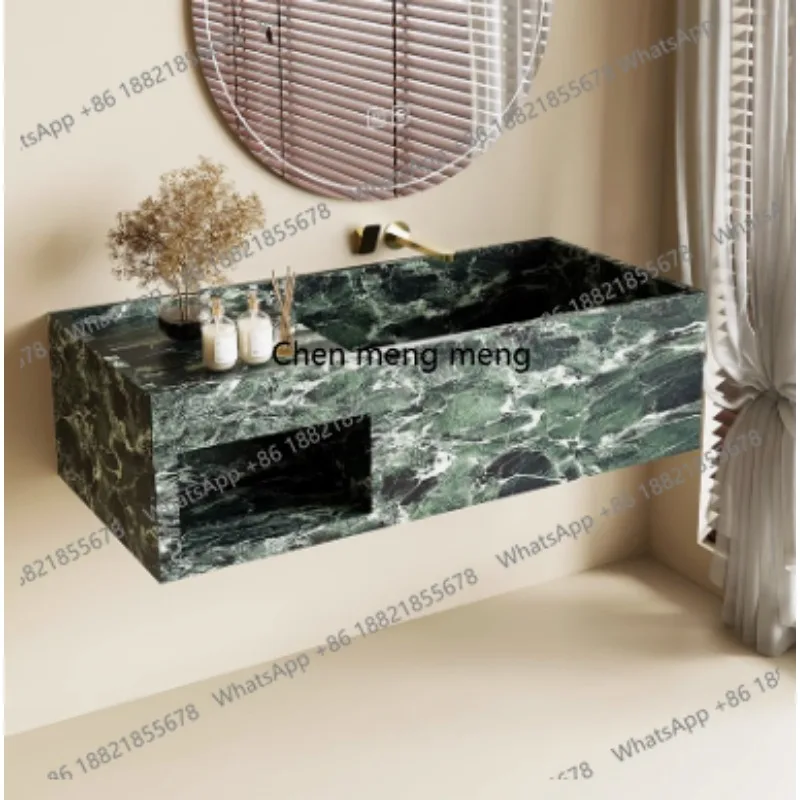 Waterproof Polished Bathroom Cabinet Hand Washing Kitchen Outdoor Luxury Modern Stone Marble Rock Slab Narrow Edge Deep Sink