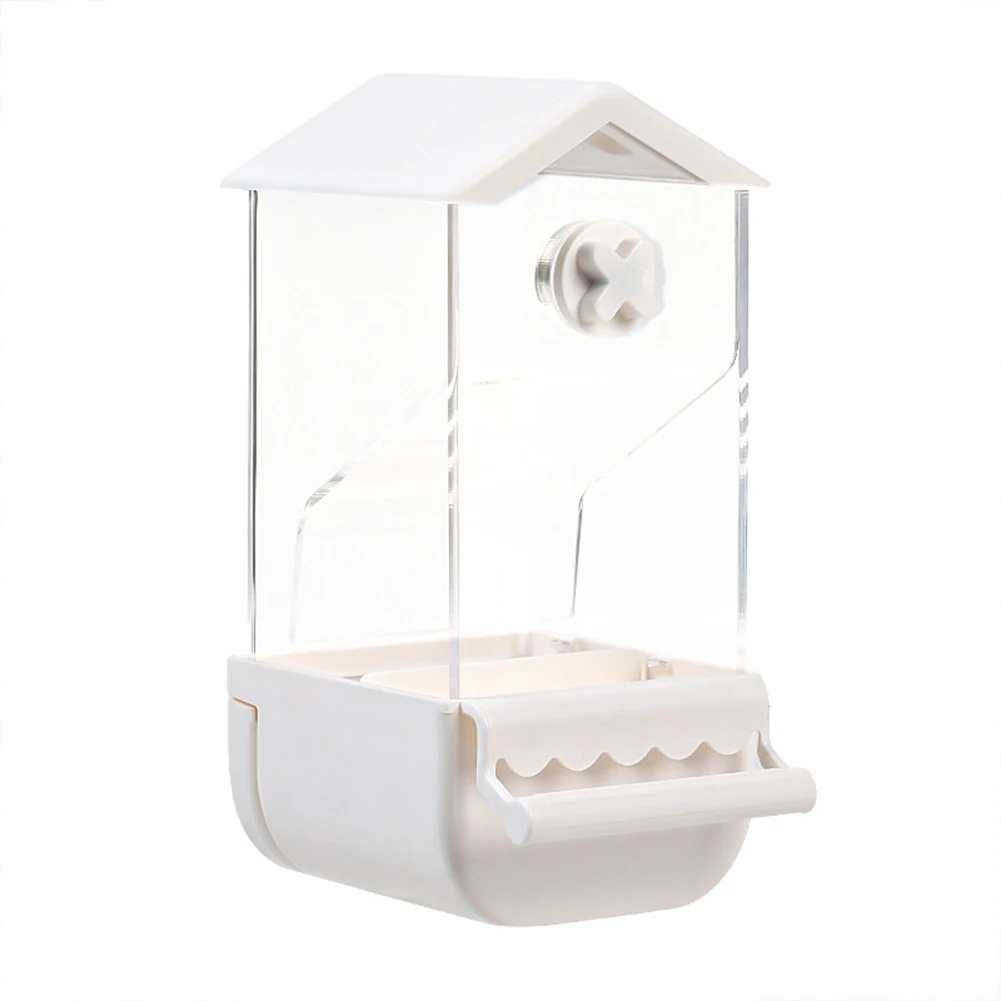 

No Mess Automatic Bird Feeder Parrot Hanging Feeder With Pull-out Drawer 3 Sided Baffle Seed Food Container Cage Accessories