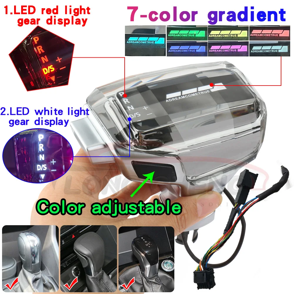 

For Volkswagen cc magotan new passat golf tiguan crystal with LED lights colors Gear shift knob gearbox automatic modified