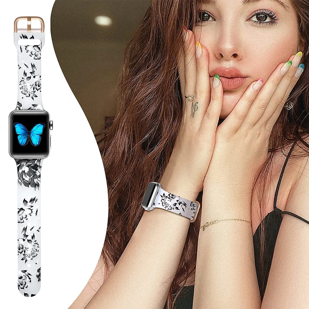 أحزمة شفافة لطيفة لأحزمة ساعات Apple 38 مم 40 مم 41 مم 42 مم 44 مم 45 مم ، حزام بديل رياضي من السيليكون الناعم لسلسلة iWatch Series 7/6/5/4/3/2 / SE