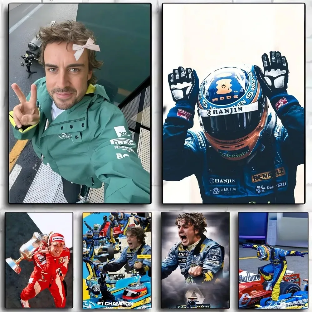Póster de Fernando Alonso para jugadores F1, deportes competitivos clásicos, carteles HD, decoración para el hogar, habitación, Bar, cafetería, cuadro artístico para pared, 1 ud.