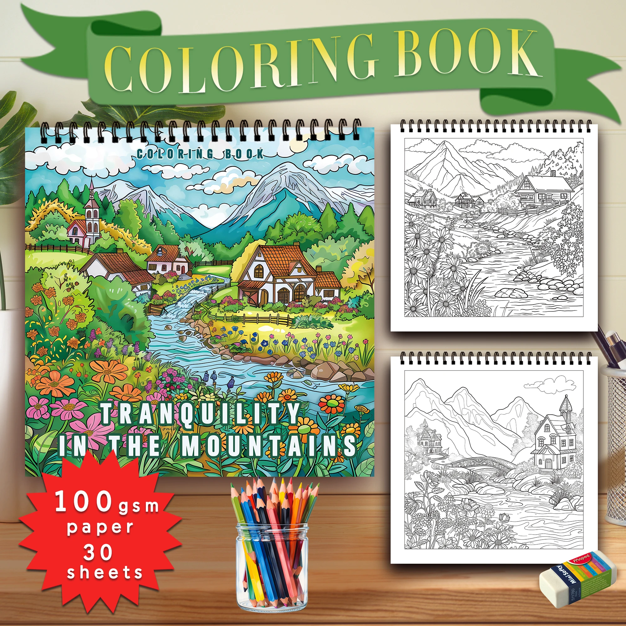 1pc, Teen Colouring Book - Field Style - 30 Sheets 8.3x 8.3in Suitable for Stress Reduction, Emotional Relaxation, Christmas Hal