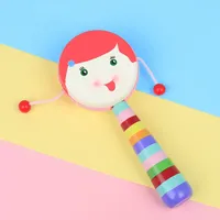 SLADE Rattle Drum Cartoon Percussion Instrument Hand Spin Bell Little Girl Tambourine Kids Music Gifts Baby Educational Toys