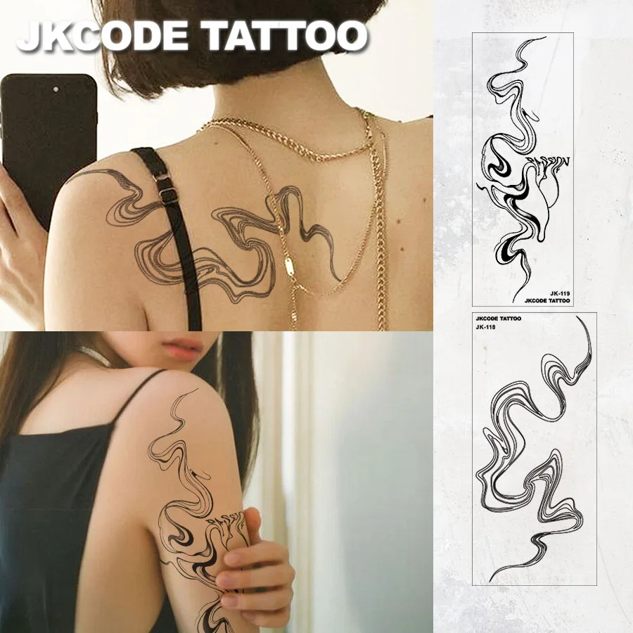 Waterproof Arm Tattoo for Women - Y2K Style Shoulder Tattoo - Flowing Line Patterns - Dark Cool Style Pattern Stickers - Waterproof, Sweatproof, Removable - Summer Refreshing and Elegant Tattoo Set for Women