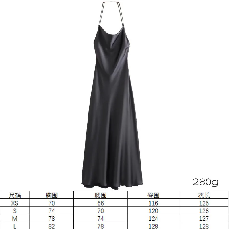 Roupas femininas 2025 roupas de festival de primavera estilo europeu e americano vestido gola de seda cetim textura vestido sem costas