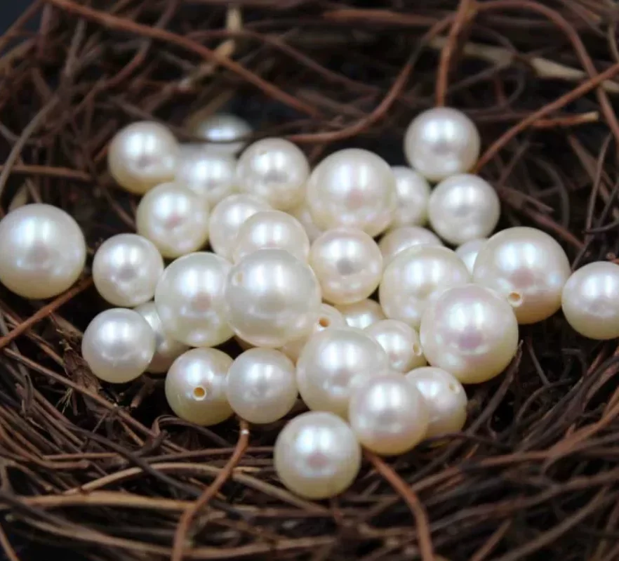 

NATURAL SOUTH SEA GENUINE WHITE ROUND PEARL FULL DRILLED FOR WOMEN JEWELRY & 10 PCS PEARLS & 4-5MM
