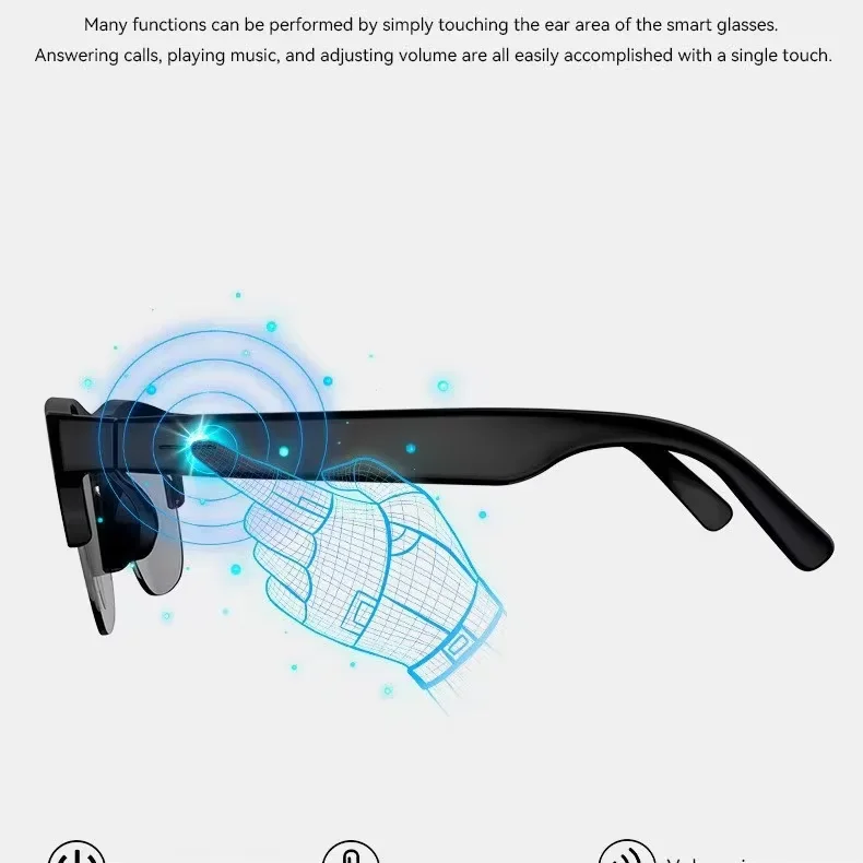 Lenovo 2026 New Smart Glasses Voice Assistant Music Touch Control Bluetooth Call Outdoor Fashion Sunglasses For Men Women view 6