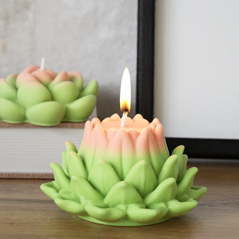 3D Lotus Flower Bud Candle Silicone Mould Succulents Soap Resin Mold Birthday Cake Decor Plant Shape Gypsum Valentine’s Day Gift