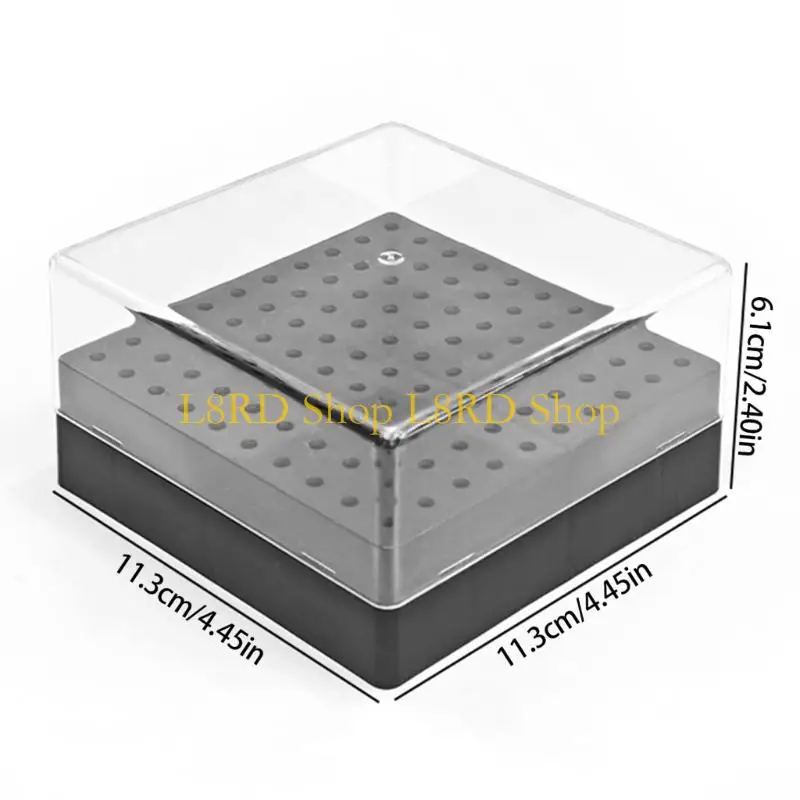 L8rd Drill Bits Sooting Solution 100 Holes Professional Manicure Tools منظم مع غطاء شفاف لاستخدام الصالون المنزلي