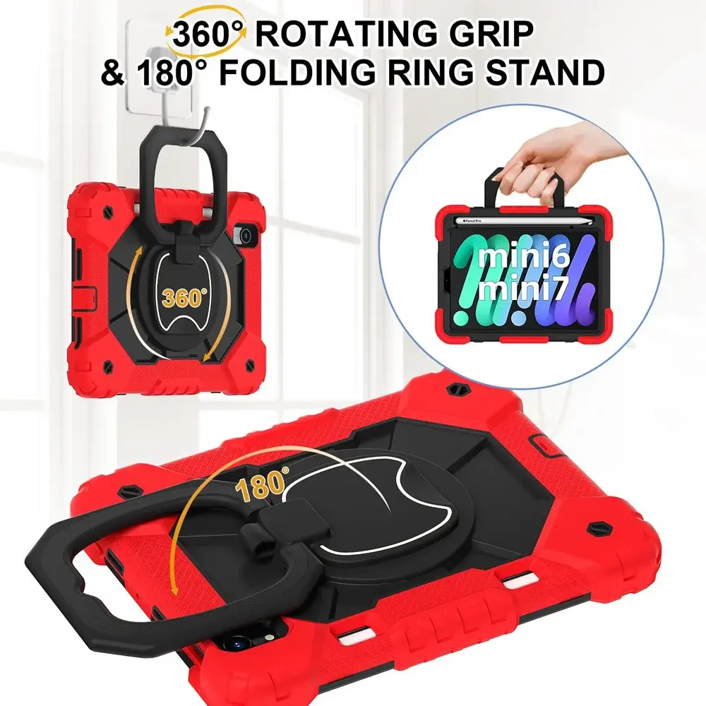 حافظة لجهاز iPad mini 7 2024 A17 Pro مقاس 8.3 بوصة غطاء لوحي من السيليكون + PC لجهاز iPad mini 6 حامل درع عالي التحمل بدون قلم #5