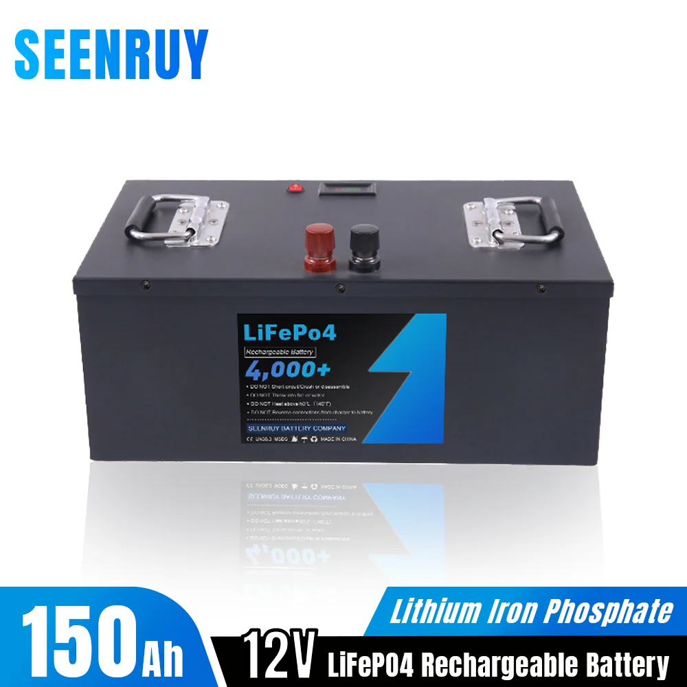 12V 150Ah Rechargeable Lifepo4 Battery Pack Lithium Iron Phosphate Built-in BMS Deep Cycle  for RV Outdoor Solar Energy