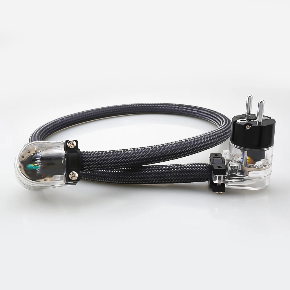 Cable de alimentación Schuko OFC de alta gama, extensión de alimentación de CA de 10AWG, 90 grados, Cable de alimentación de la UE