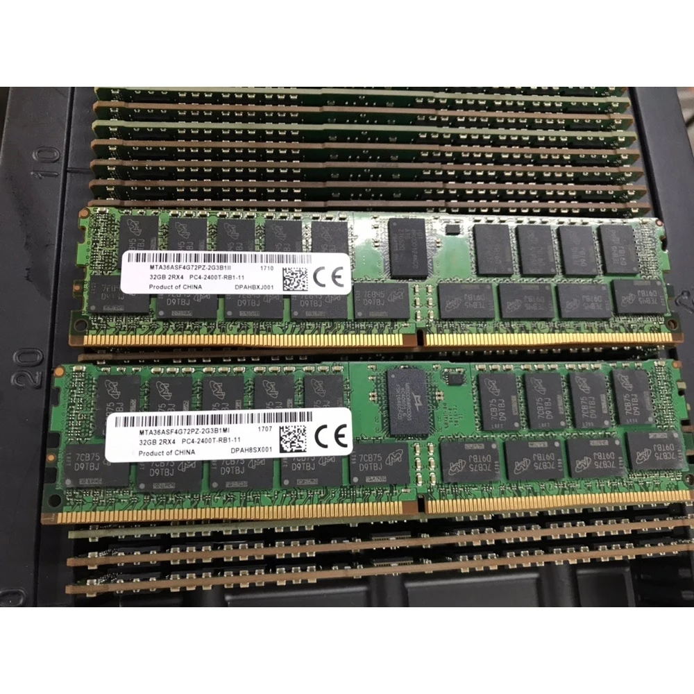 1 قطعة RAM 32 جيجابايت 32 جرام لذاكرة MT DDR4 RECC 2400 PC4-2400T 2RX4 ECC REG RDIMM جودة عالية