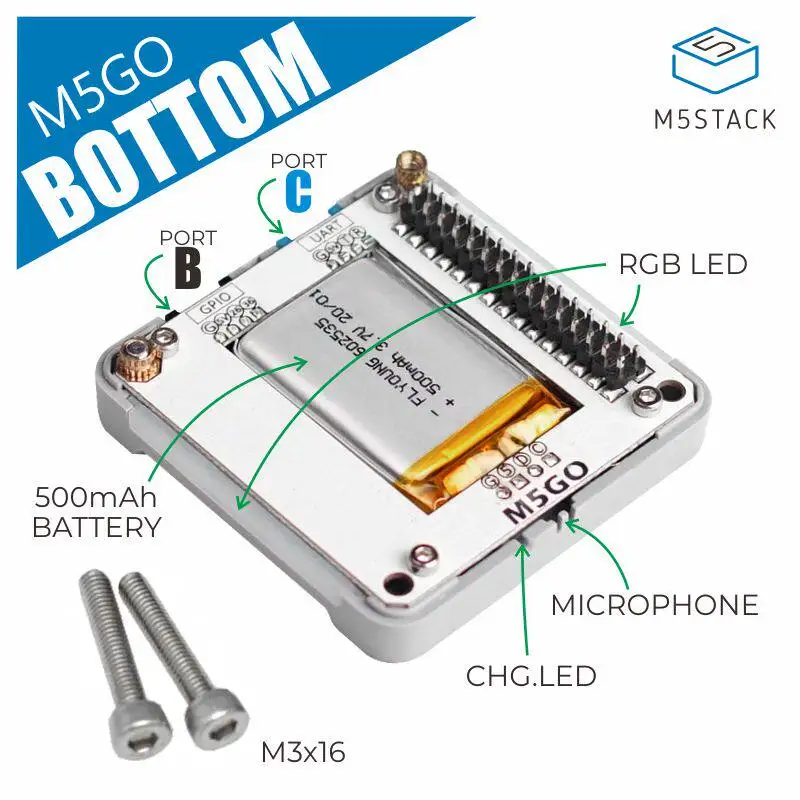 Official M5Stack M5GO BOTTOM Core Universal Base 500mAh Battery Microphone Infrared
