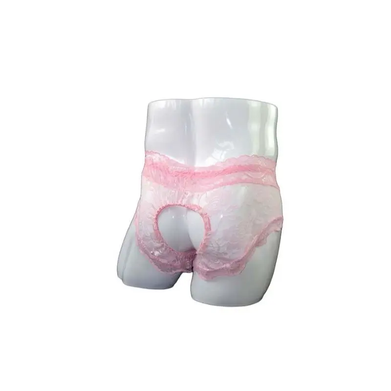 

Men's Sexy Lace Briefs Sissy Sheer Crotchless Panties Open Crotch Hollowed Out High Waisted Underwear Plus Size Erotic Lingerie