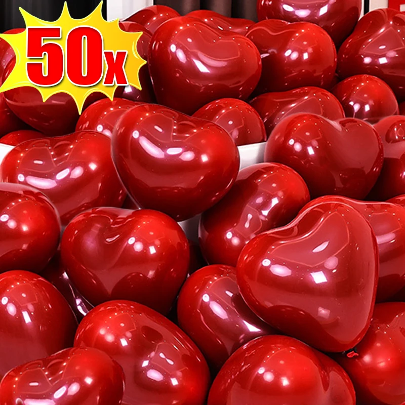 10 Inch Red Heart Balloons Thickened Latex Inflatable Love Shaped Balloon Valentine Day Birthday Wedding Party Decor Supplies