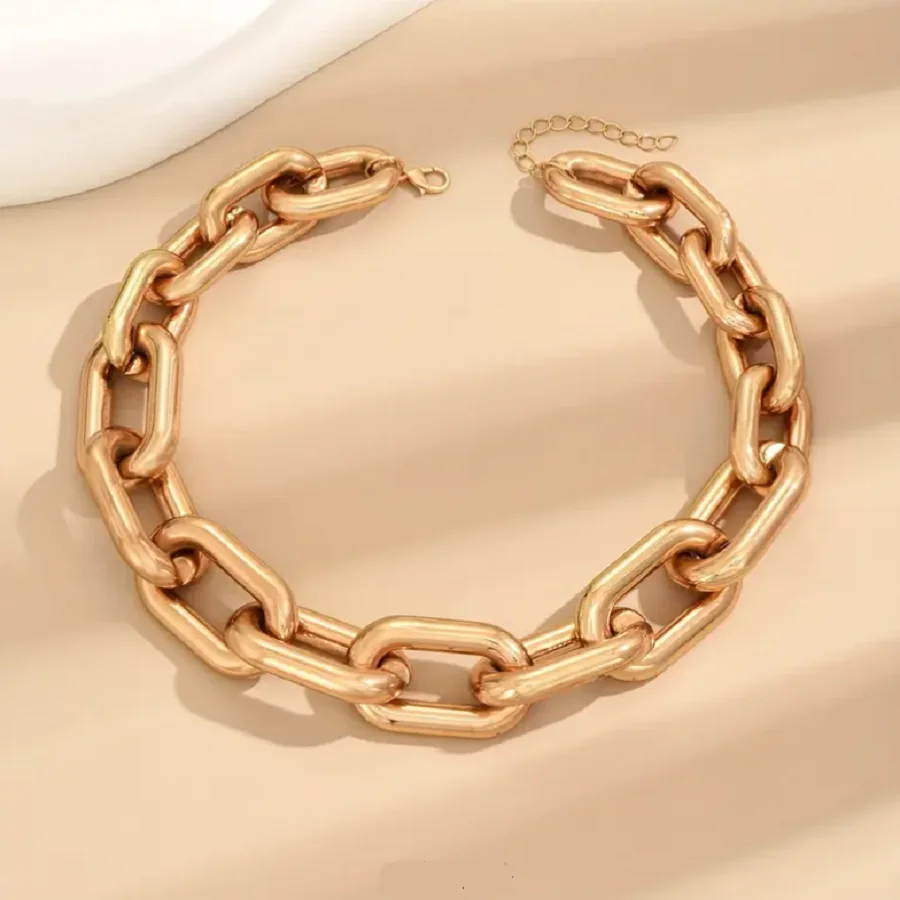 سلسلة كبيرة مكتنزة الشرير الهيب هوب سلسلة سميكة قلادة المرأة خمر الملتوية قفل CCB المختنق Steampunk الرجال الجرونج مجوهرات