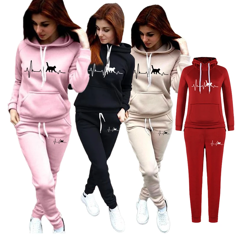 

2024 Trending women's track and field clothing sportswear jogging clothing women's hoodie set hooded and sports pants set