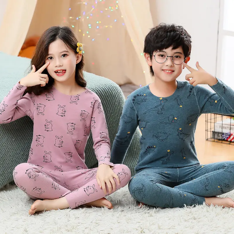 Children Thermal Underwear Set Boys and Girls Sleep Clothes Casual Baby Kids Warm Suit Softest Autumn Winter Sleepwear Home wear