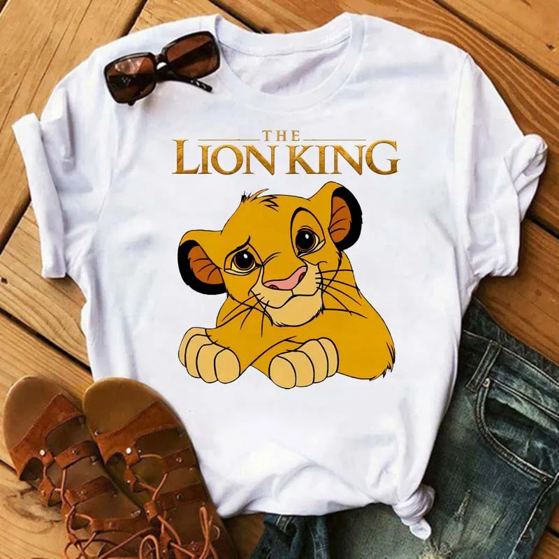 Kaus wanita imut Hakuna Matata atasan kartun Disney blus musim panas anak-anak grafis 2024 Ullzang The Lion King 90s Harajuku