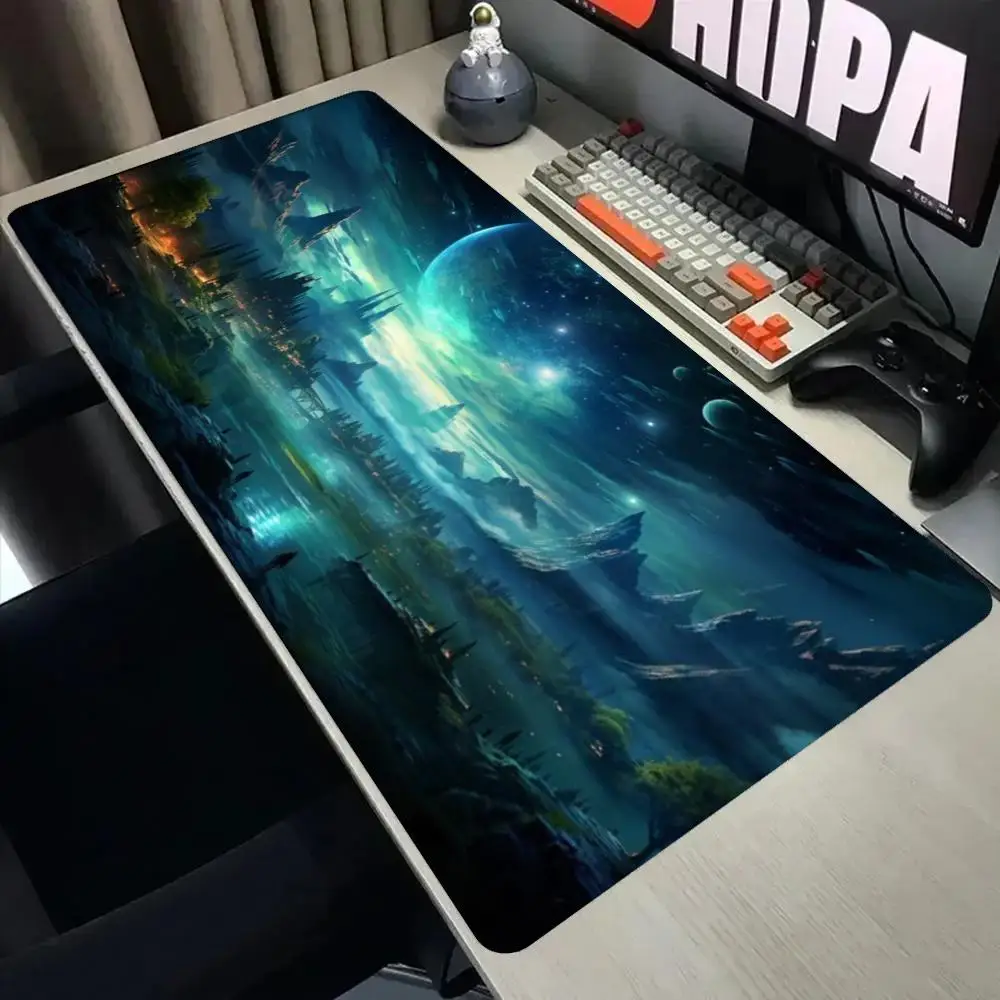 Fantasy Alien Planet Large MousePad Space Sci-fi Scenery Desk Mat NonSlip Rubber Base Gaming Keyboard Pad Desktop Decor mousepad