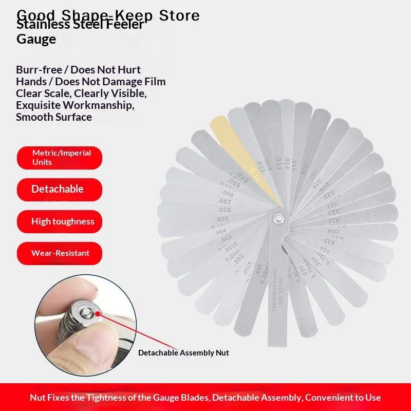 Professional 32-Piece Stainless-Steel Feeler Gauge Set, Portable and Sturdy for All Gap Sizing