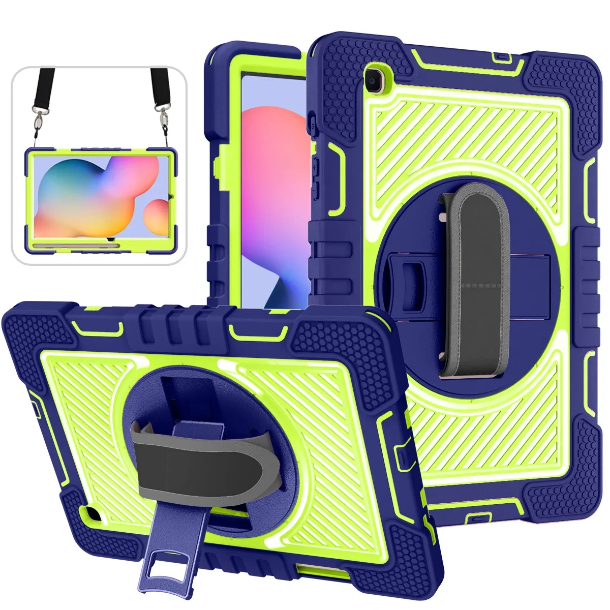 For Samsung Galaxy Tab S6 Lite 10.4 2024 P620 P625 SM-P610 SM-P615 P613 P619 Case Kids Hand Shoulder Strap Stand Tablet Cover