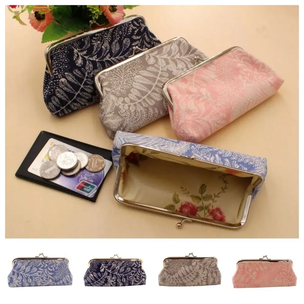 

Storage Bag Leaf Coin Purse Wallet Classic Kiss Clasp Lock Handbag Clutch Lipstick Bag Money Bag Keyring Long Purse Bag Male