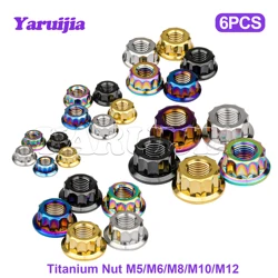 Yaruijia titanium nut M5/M6/M8/M10/M12 flange 12 point Hex Nuts for Motorcycle Retrofit 6pcs