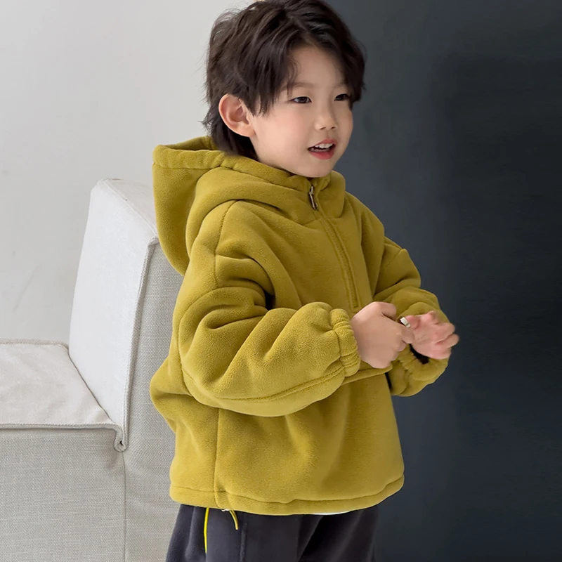 IYEAL New Children\'s Jacket Autumn Winter Kids Boy Clothes Thickened Warm Pullover Top Boys Girls Outerwear Plush Hoodies