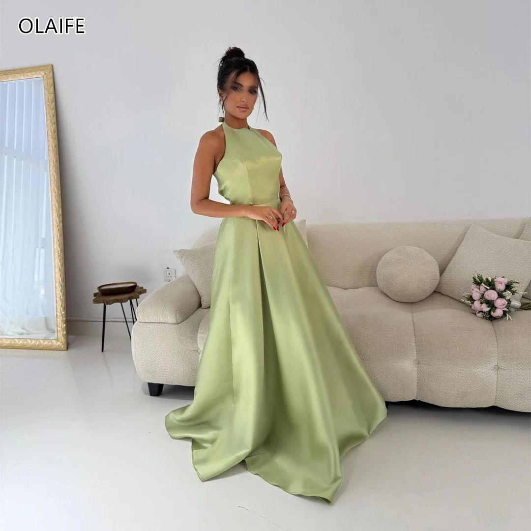 

Sexy Backless Evening Dresses Sage Green Prom Gowns Chic vestidos de fiesta vestidos de noche فساتين للمناسبات الخاصة