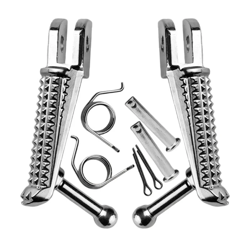 Front and Rear Motorcycle Foot Pegs, Metal Replacement Set with Textured Contact Areas for YZF R25 R125 MT07 MT09 FZ6 XJ6 Worn,