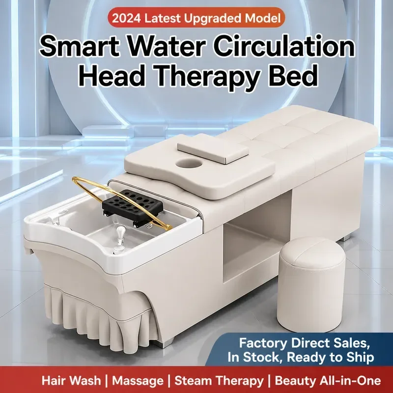 Shampoo Bed with Water Heater Thai Head Treatment Massage Table Water Circulation Fumigation Full Body Spa Furniture for