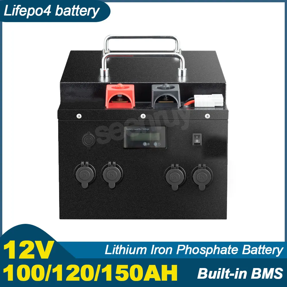 

12V 100Ah 120AH 150AH Lifepo4 With Charger Lithium Iron Phosphate Battery Perfect For Solar Energy Backup Outdoor Campers RV