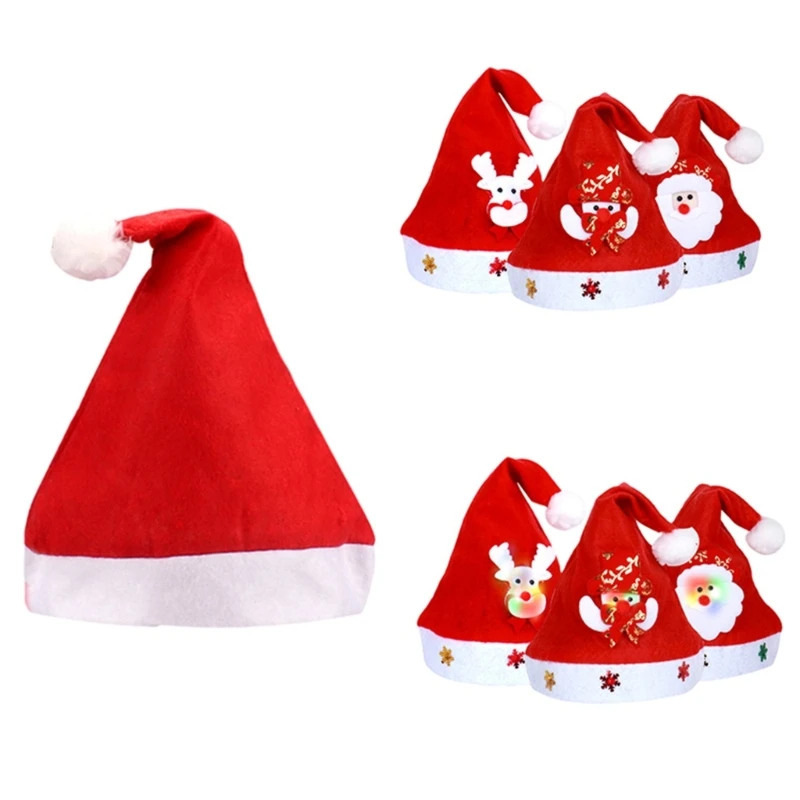 Christmas Hat for Holiday Event Santa Clause Hat for Adult Children Bobble Hat Party Props Festival Decors