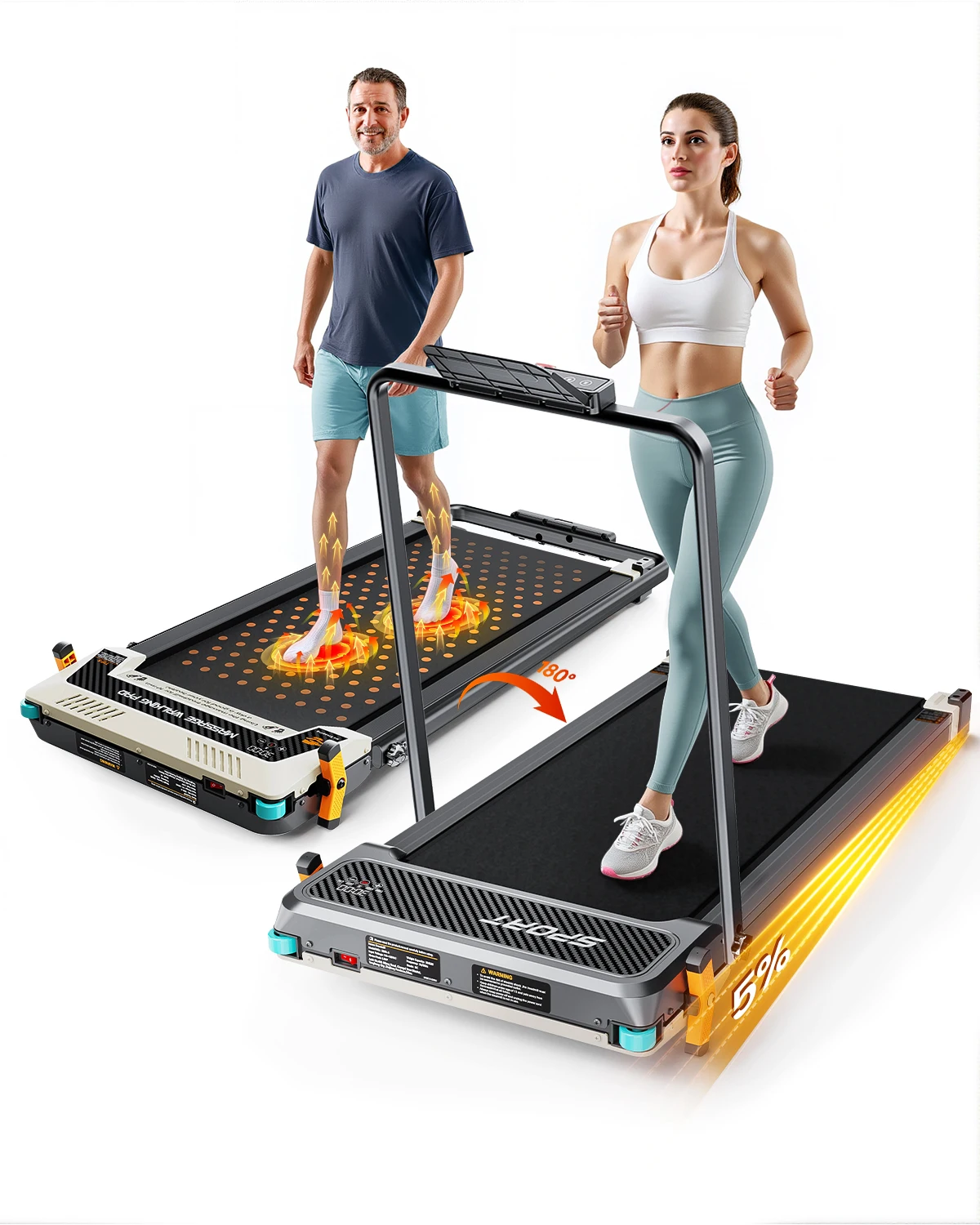Home Use Dual-function Walking Pad with Foot Massage Customizable Multifunctional Treadmill Fold-up Treadmill