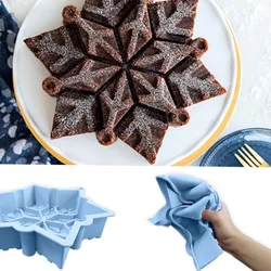 Christmas Snowflake Chiffon Cake Baking Tray Snow Chocolate Mousse Biscuit Pudding Mould Home Party Ice Decor Soap Candle Gifts