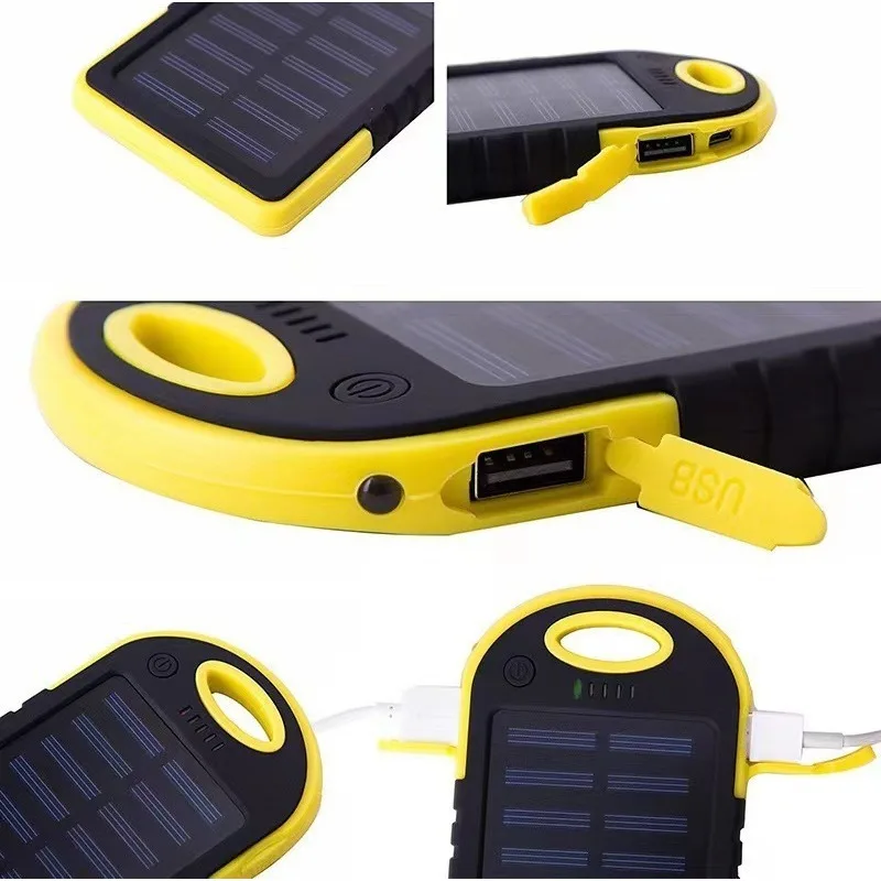 Solar Energy Portable Charger Power Bank 5000mAh External Battery Double USB Life Waterproof Powerbank For  Xiaomi Samsung
