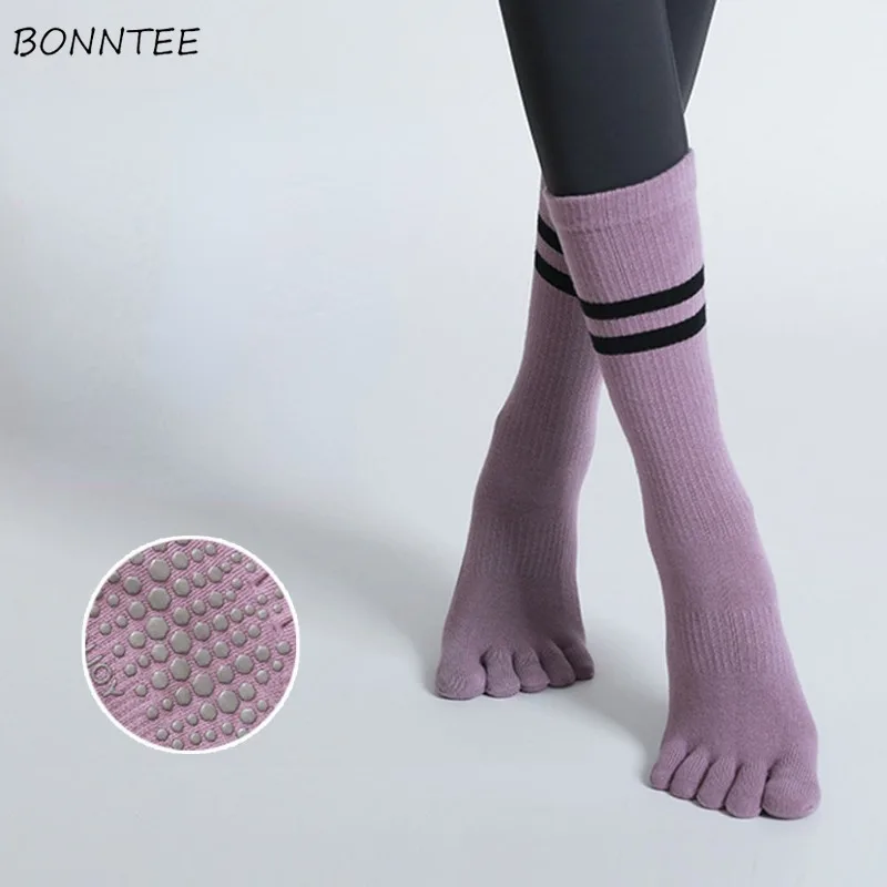 Non-slip Socks Women Breathable Middle Tube Sporty Dancer Sock Fashion High-elasticity Warm Cozy Korean Style All-match Mujer