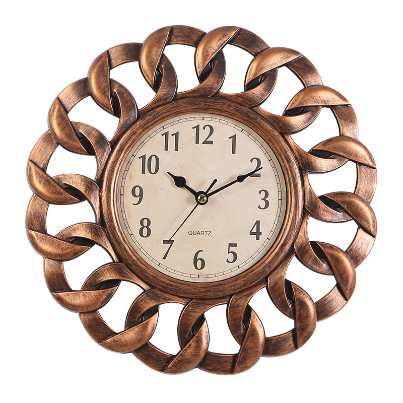 

10 Inch 25cm Round Wall Clock Bedroom Mute Pointer Clock Living Room Retro Quartz Clock Fashion Creative Wall Decoration