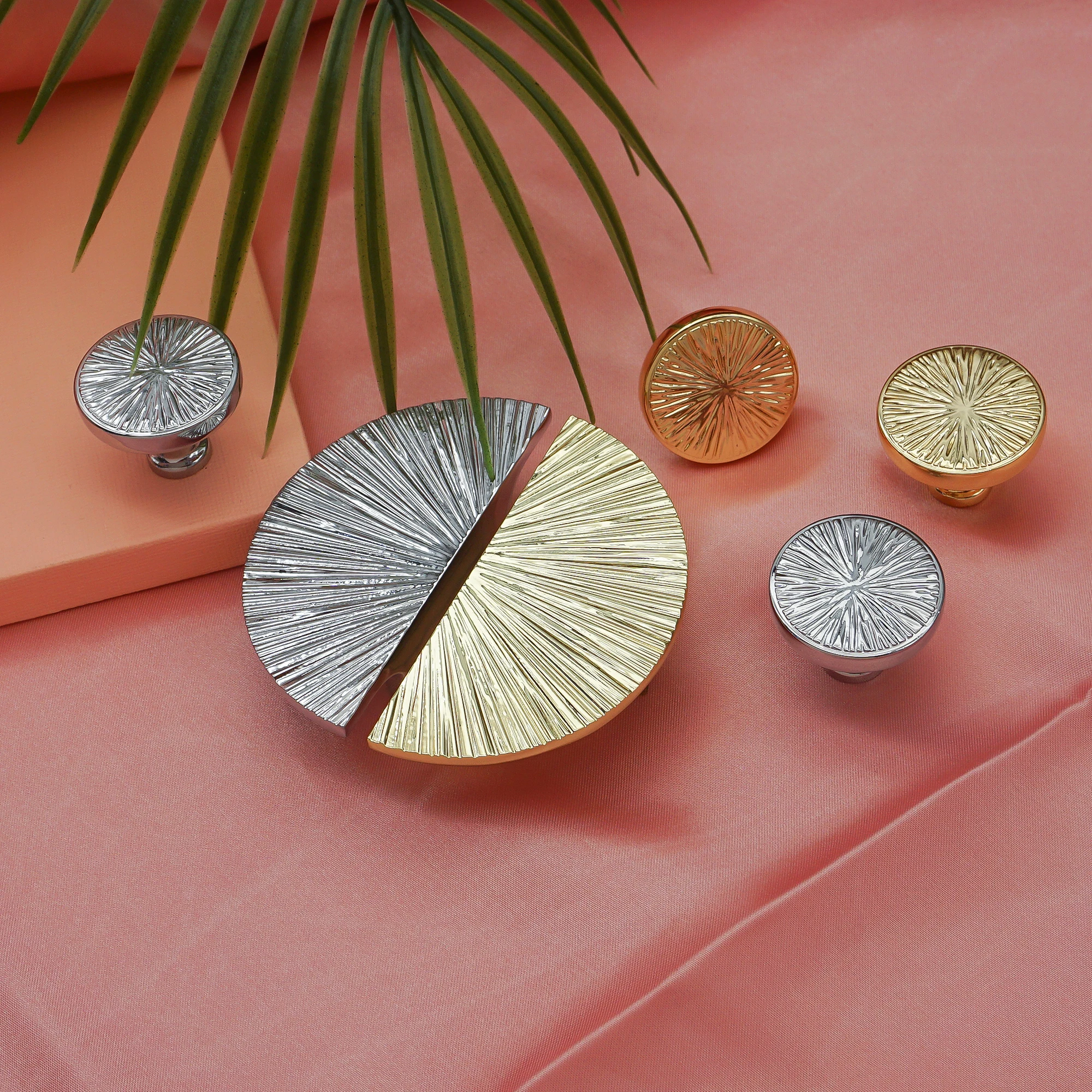 Bright Gold Semicircular Cabinet Handles Chrome Silver Drawer Round Knobs Light Luxury Wardrobe Pulls Kitchen Cupboard Door Knob