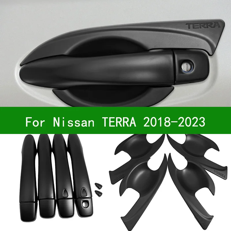 Matte Black Car Side Door Handle Bowl Covers Trim for NISSAN Terra 2018-2024 Set of 4 Accessories