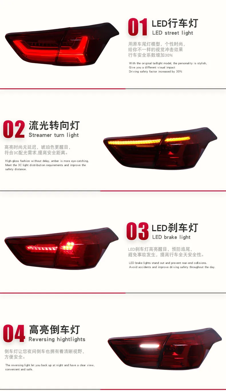 Car LED Taillight Assembly For Hyundai SANTAFE 2006-2012 Dynamic Streamer Turn Signal Indicator Brake Reverse Parking Light