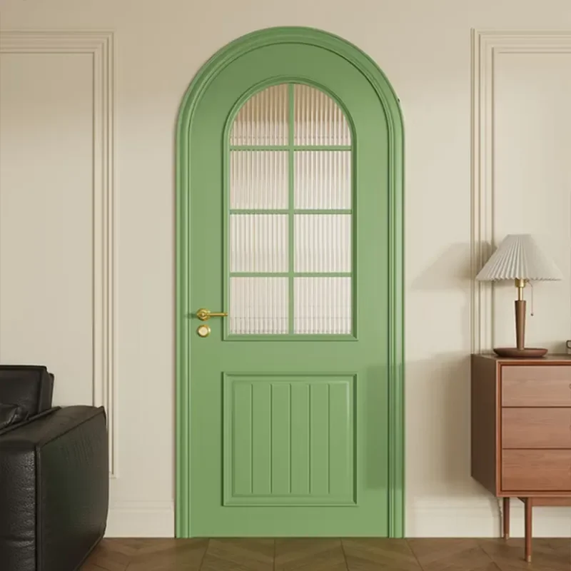 for Arc Buckle Line Painted Wooden Door Curved Door Factory Direct Sales Arch Solid Wood Filling