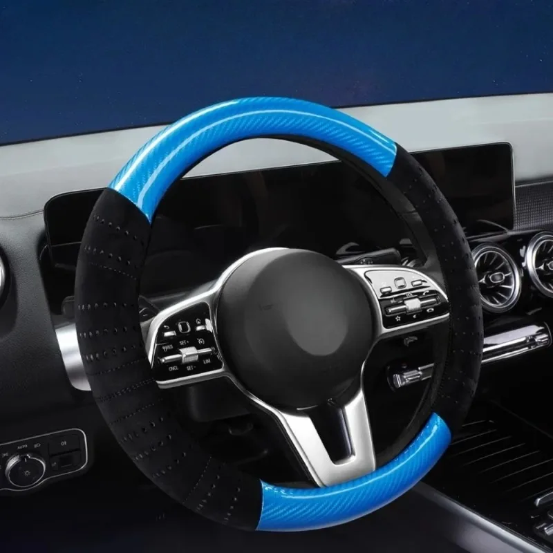 

All Seasons Universal Summer Anti-Slip Car Steering Wheel Cover - Carbon Fiber Ultra-Thin Deerskin Velvet Handle Cover